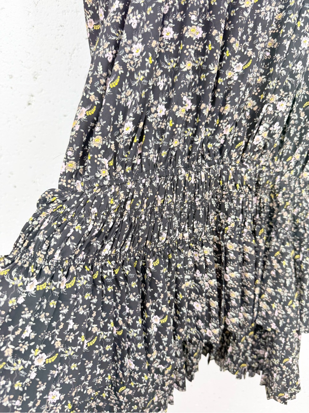 Current Air Small Black Floral Long Sleeve Smocked Ruffled Tiered Mini Dress - Picture 5 of 13